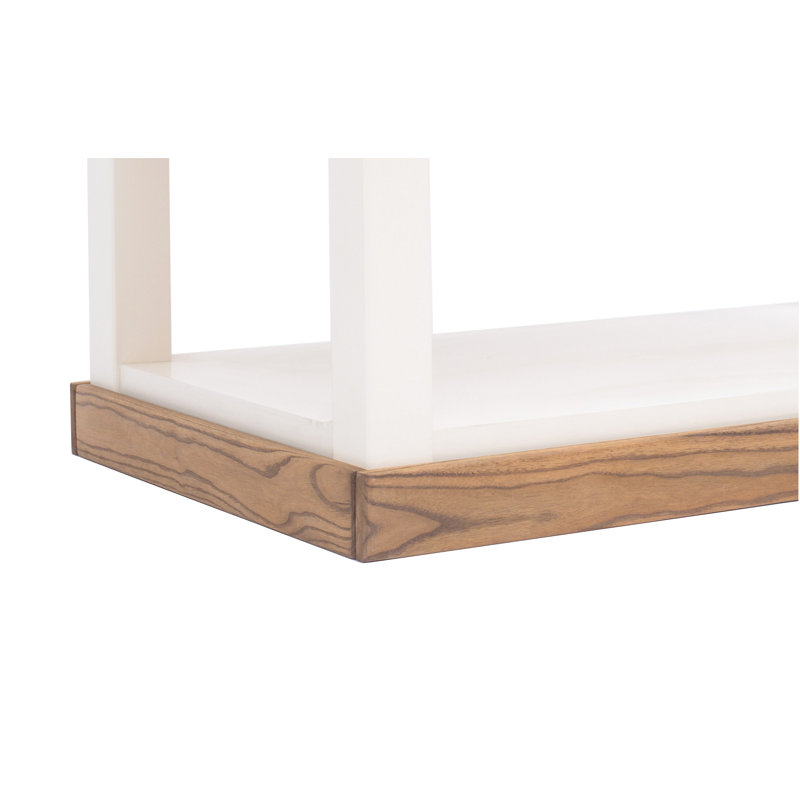 Harden Frame Coffee Table with Storage, Off-White/Oak Top