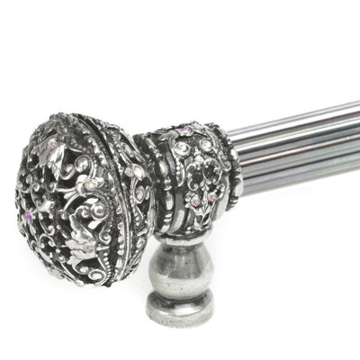 Juliane Grace with 5/8 reeded center long pull large finial with 56 Swarovski Clear & Aurore Boreale Crystals in Chalice