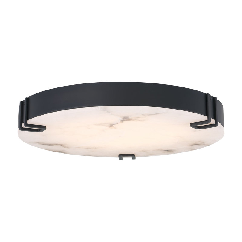 Noga, plafonnier encastré, albâtre, Noir mat, H 2,25 po x l 22 po x P 22 po