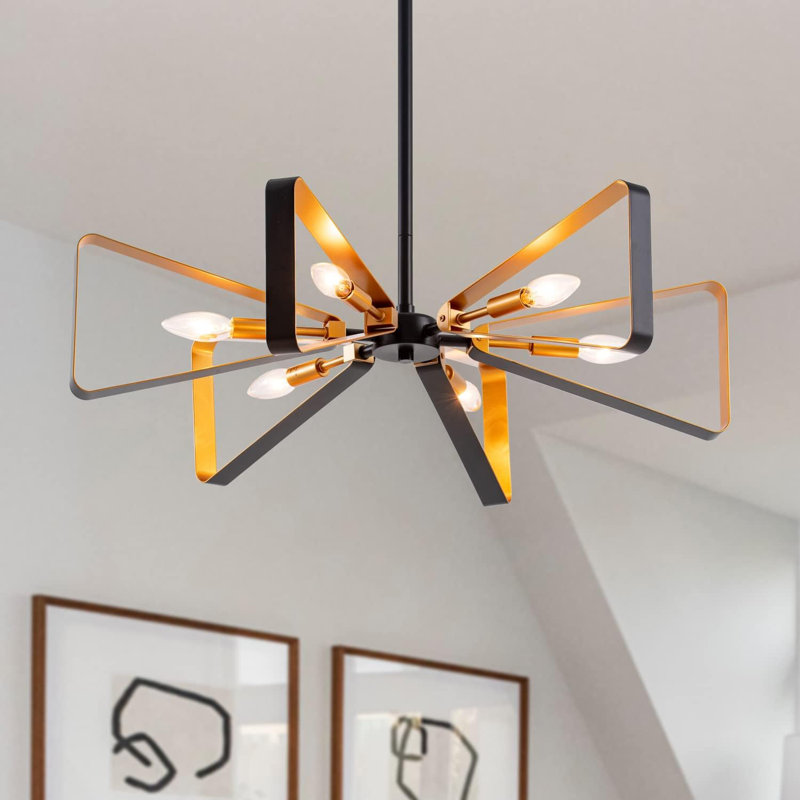 Luminaire suspendu doré 6 lumières Tietjen