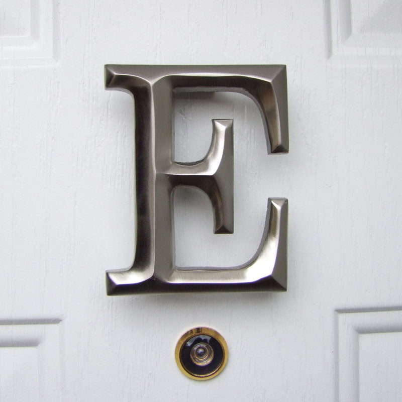 Heurtoir de porte lettre monogramme, Nickel, E
