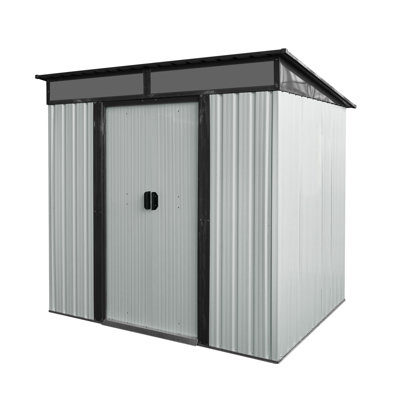 6Ft X 5Ft Outdoor Metal Storage Shed With Lockable Sliding Doors And Transparent Plate For Garden, Lawn