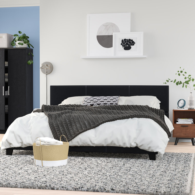 Mariano Vegan Leather Bed, Black, California King