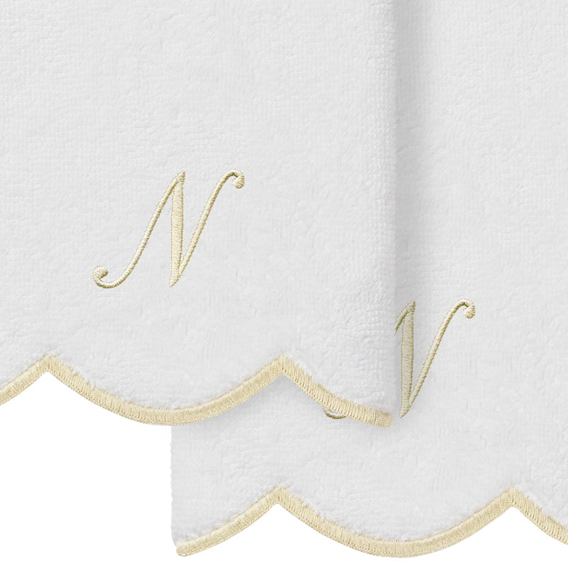 Ensemble de serviettes Linum Home Textiles 100% coton turc ADORNIA, N, Blanc / beige, Ensemble de 2 serviettes à doigts