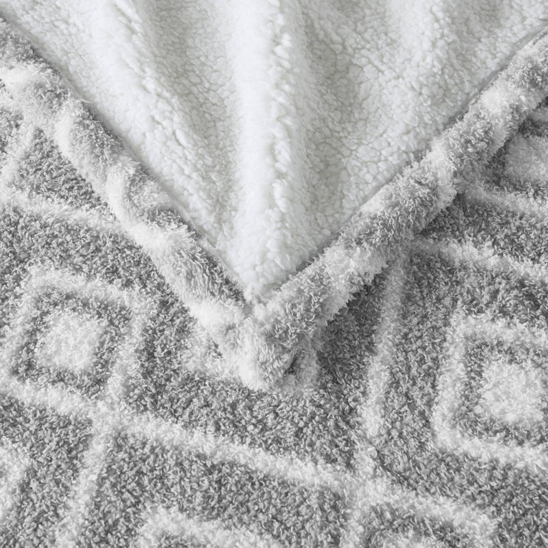 Jeté chauffant Amira Dream Soft, Motif géométrique gris / blanc