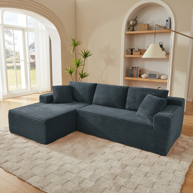 L-Shaped Cloud Sectional Sofa with Deep Seat,No Assembly Required,Modular Couches Sleeper for Living Room,Bedroom,Apartment,Dark Grey