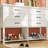 6 Drawers White Wooden Console Table With Open Storage Shelf