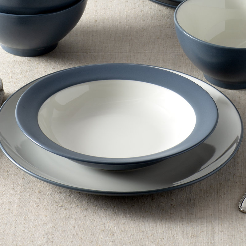 Blue and White Ceramic 12-Piece Dinnerware Set, Service for 4