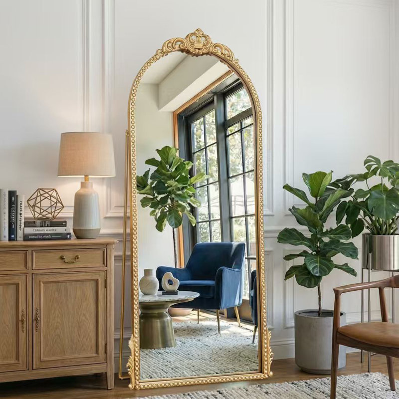 60"L x 28"W Gold Anqitue Cast Iron Gold Full Length Floor Mirror with Standing