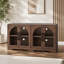 Console 1pc avec poignées en métal en verre trempé et tablettes réglables-2009144180