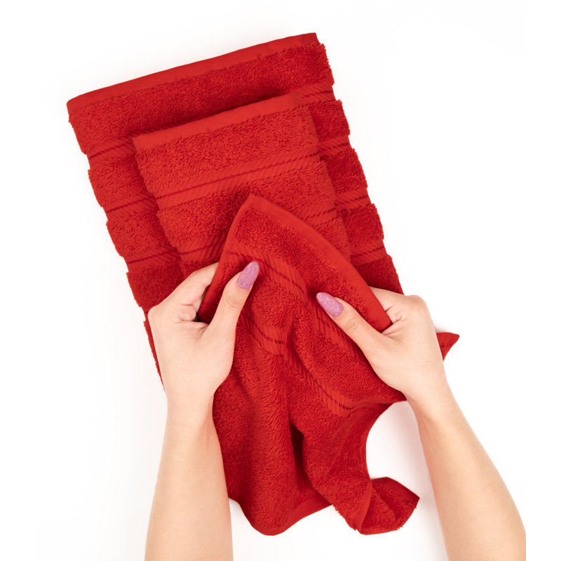 Ensemble de serviettes de bain turques de luxe 100% coton 4 pièces Edison Collection, Rouge
