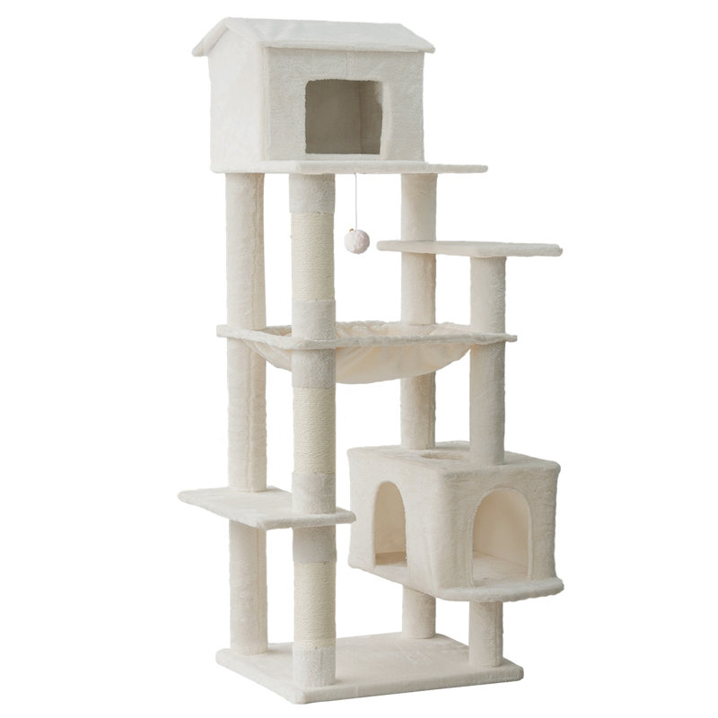 64 Inches Multi-Level Large Cat Tree, Beige