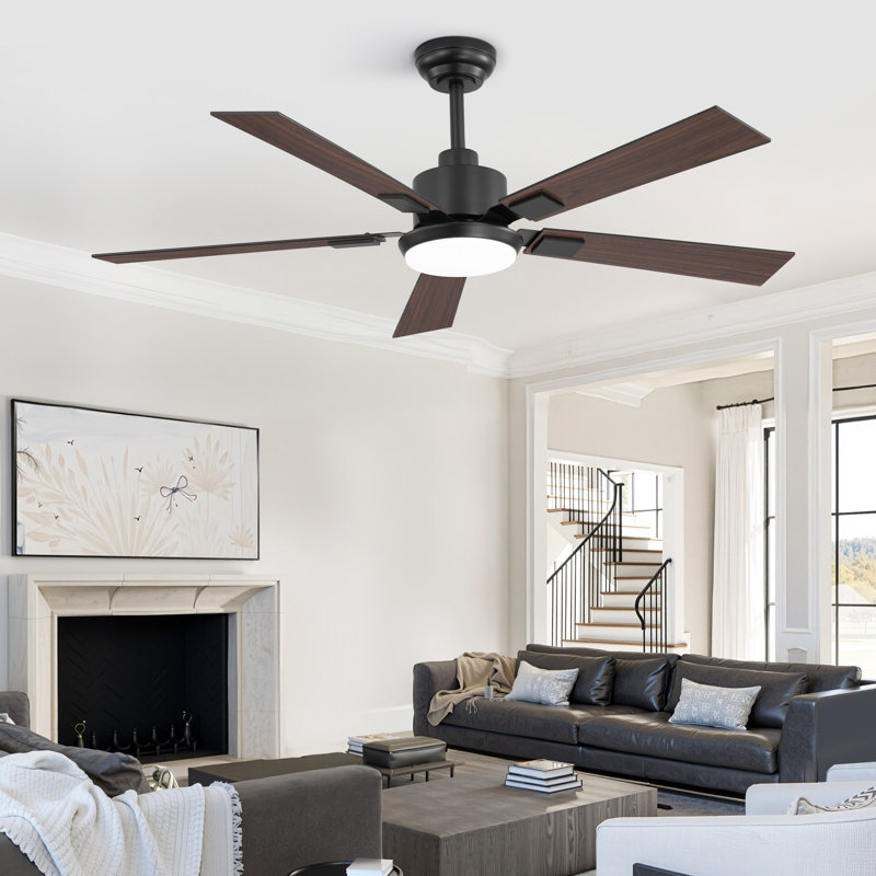 Ventilateur de plafond standard à DEL intérieur / extérieur noir Cissline avec lumière et télécommande, Noir