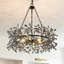 Lustre en cristal 31 po avec branches organiques noires 31 po, 6 lumières de luxe à intensité variable