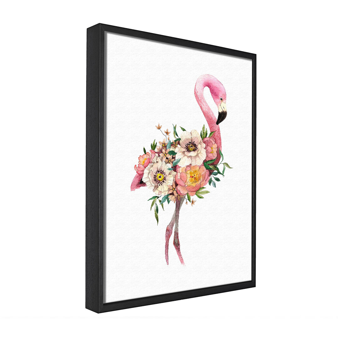 Flamingo Flower Body - Einzelner Bilderrahmen Grafik auf Leinwand