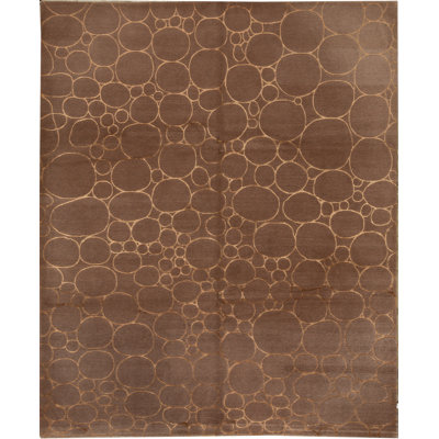 Wool Polka Dots Area Rug in Brown