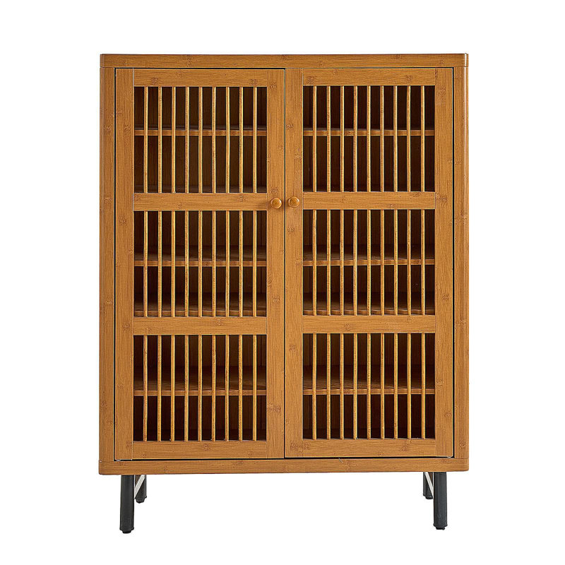 Shoe Cabinet With Shutter Doors, 6-Tier Entryway Shoe Cabinet With Adjustable Shelves, Wooden Modern Rack Organizer For Entryway, Hallway, Closet, Living Room, Walnut