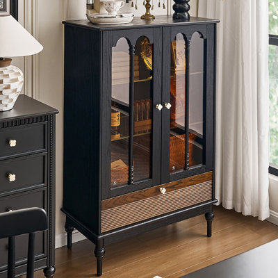 Vitrines en bois massif noir et verre