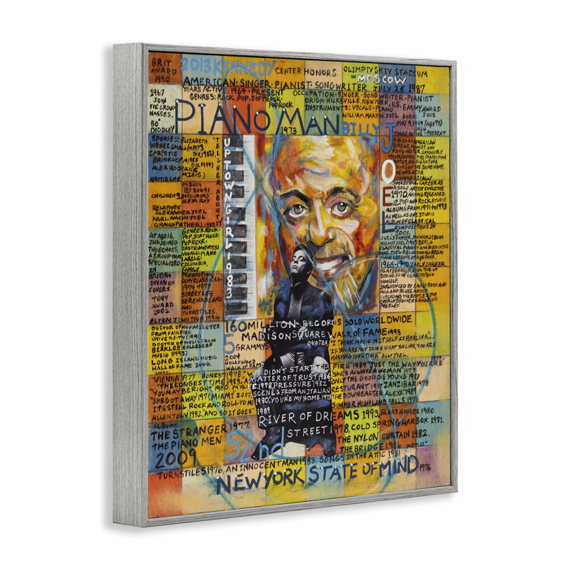Billy Joel Collage Framed Giclee Art by Sabin, Farmhouse Gray Framed Giclee, 30" H x 24" W