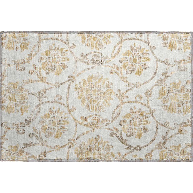 Premium Machine Washable Prisco Ivory Rug, Rectangle 1'8" x 2'6"