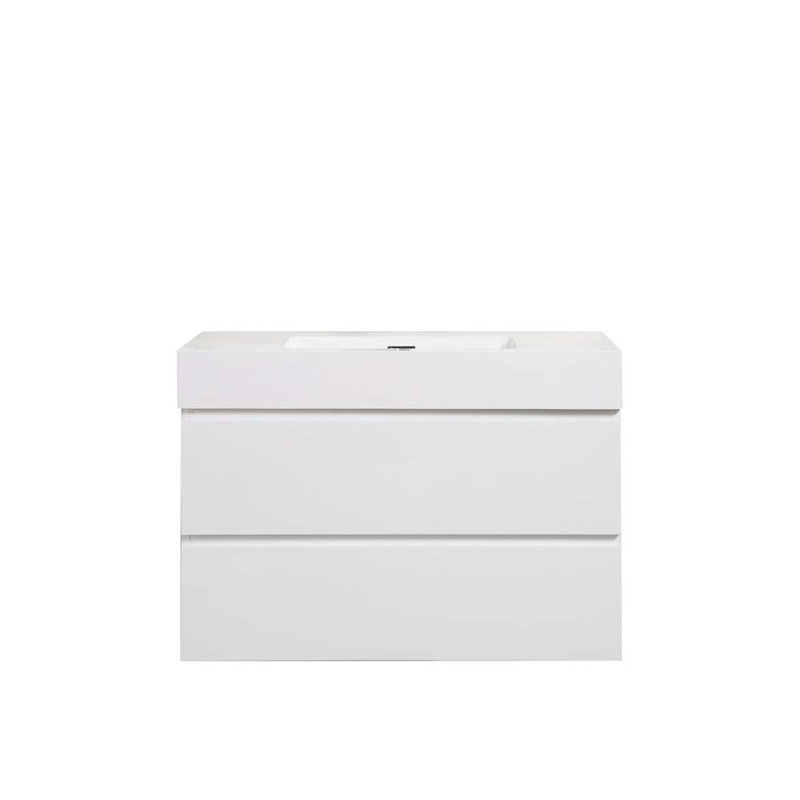 Meuble-lavabo mural simple 35,8 po avec lavabo, Blanc