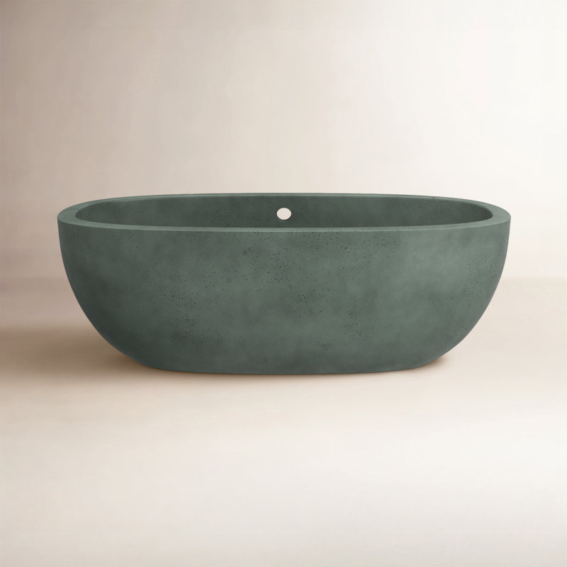 Avalon NativeStone Freestanding Soaking Cement Bathtub, 23" H x 36" W x 72" L, Forest
