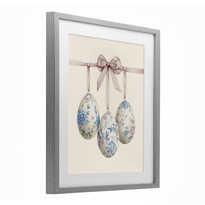 Floral Coquette Easter Eggs Framed Print Under Glass, design by Arlington Prints