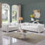 Canapé rembourré en velours de luxe avec 2 coussins Clifford 87,01 po, blanc-293635807-293635806