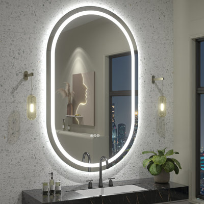 Wayfair Basics® UL Certified LED Anti-Fog Tempered Glass Oval Bathroom/Vanity Mirror 