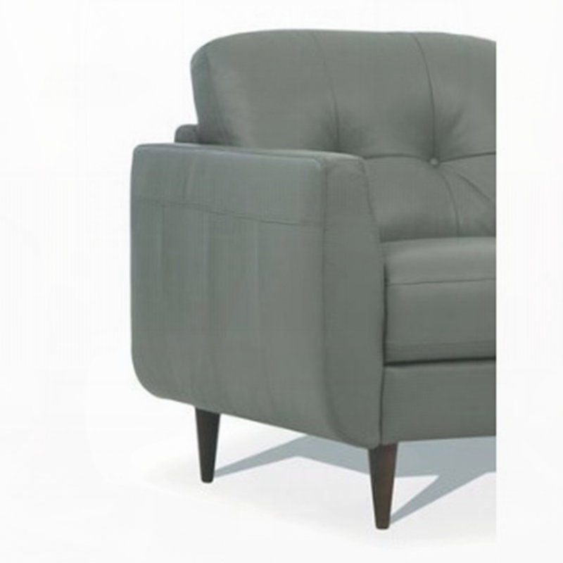 Canapé moderne, L 59 po, Similicuir vert foncé