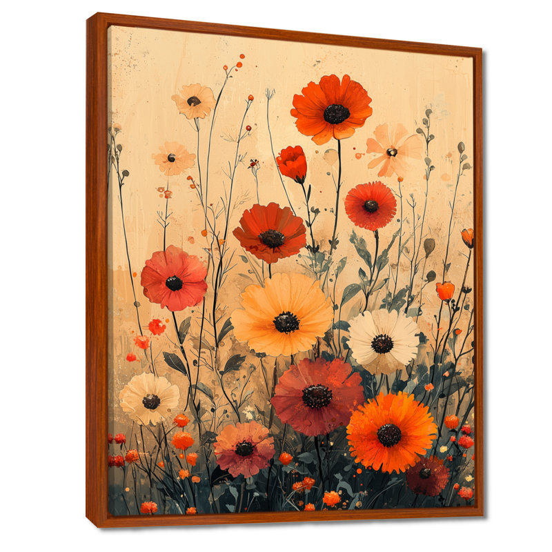 Murphree Abstract Wildflower Dance in Reds Abstract - Fleurs sauvages, reproductions encadrées, Brun, H 20 po x l 12 po