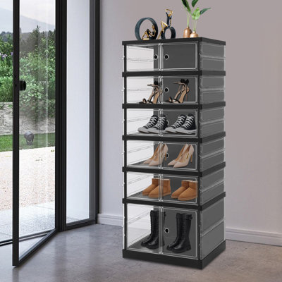 Armoire à chaussures pliante rectangulaire sur pieds avec roues