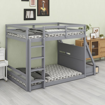 Stylish Bunk Bed Featuring LED Lights, USB Ports, Shelves and Storage Drawers