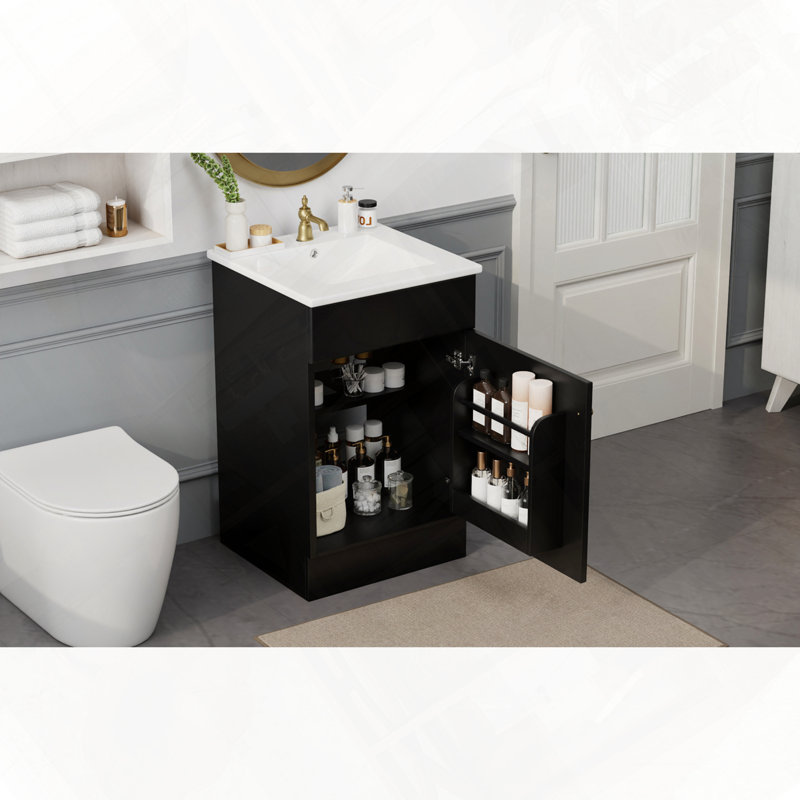 Meuble-lavabo de salle de bain avec lavabo, Noir