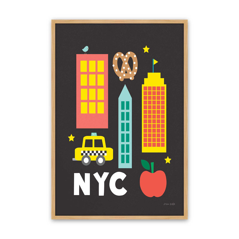 «City Fun NYC» par Ann Kelle, reproduction d'art sur toile, 25.5" H x 19.5" W, Open Corner Framed Print Paper without Mat