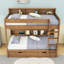 Lit superposé en bois avec lit gigogne simple et tablettes de rangement intégrées, échelle-973404076-973404079