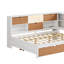Base de lit en L en bois avec lit gigogne, bibliothèque, luminaire à DEL et port USB pour petite pièce, chambre à coucher, chambre d'amis