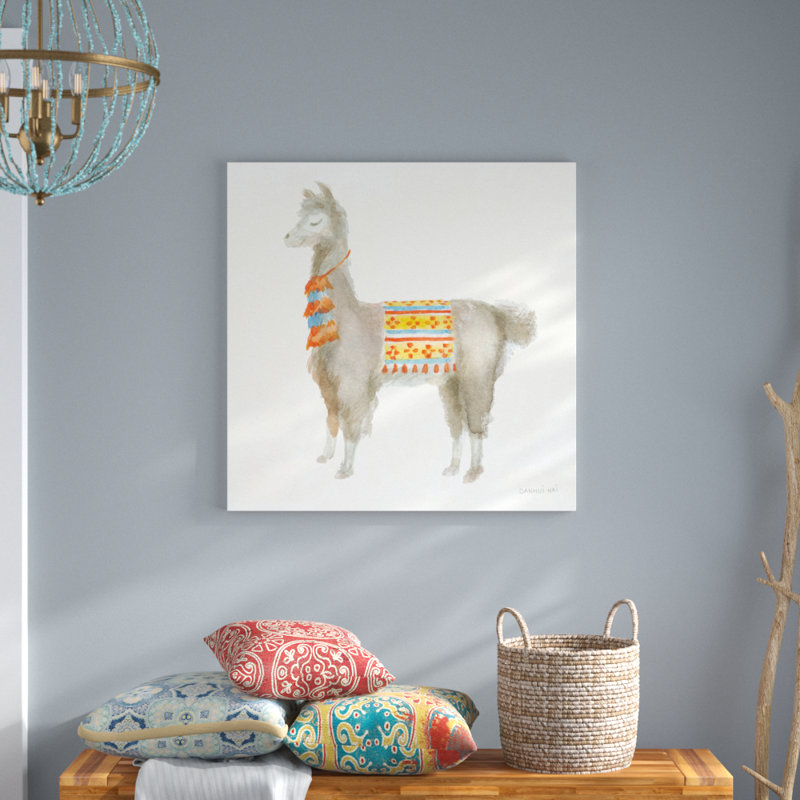 Festive Llama II by Danhui Nai - No Frame Painting on Canvas, 91cm H x 91cm W