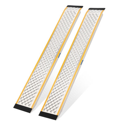 5 FT Aluminum Shed Ramps 2 PCS – Lightweight Loading Ramps with Anti-Slip Rubber Pads, 800 Lb Capacity for Motorcycle, Tractor, ATV/UTV, Trucks, Lawn Mower, 60" L x 9" W, Silver