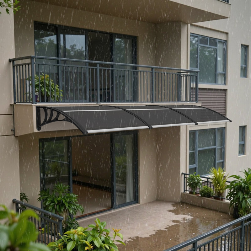 Polycarbonate Window Awning, Patio Canopy, Gray/White