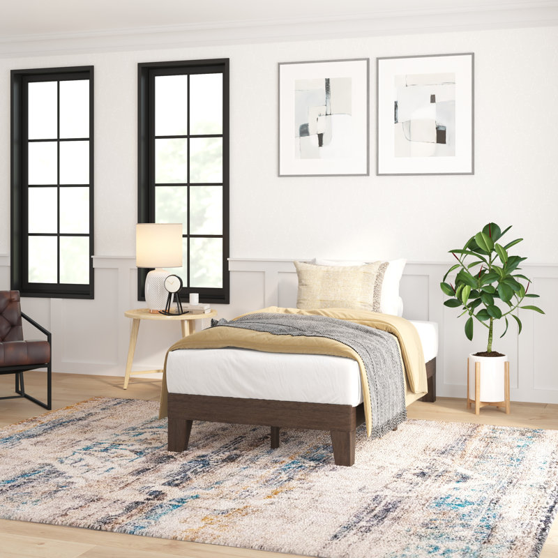 Lit en bois massif, Simple, Noyer