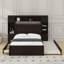 Grand lit en bois avec armoire, tablette et prises, lit gigogne simple TG-404023015