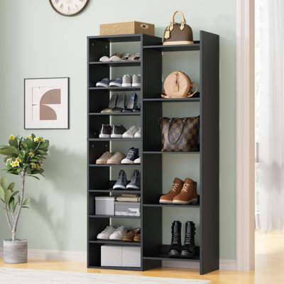 14 Tier Shoe Rack, 60" Tall Modern Shoe Organizer, Shoe Storage Cabinet With Open Cubbies, 30-pair Shoes Shelf Rack Organizer For Closet Living Room E