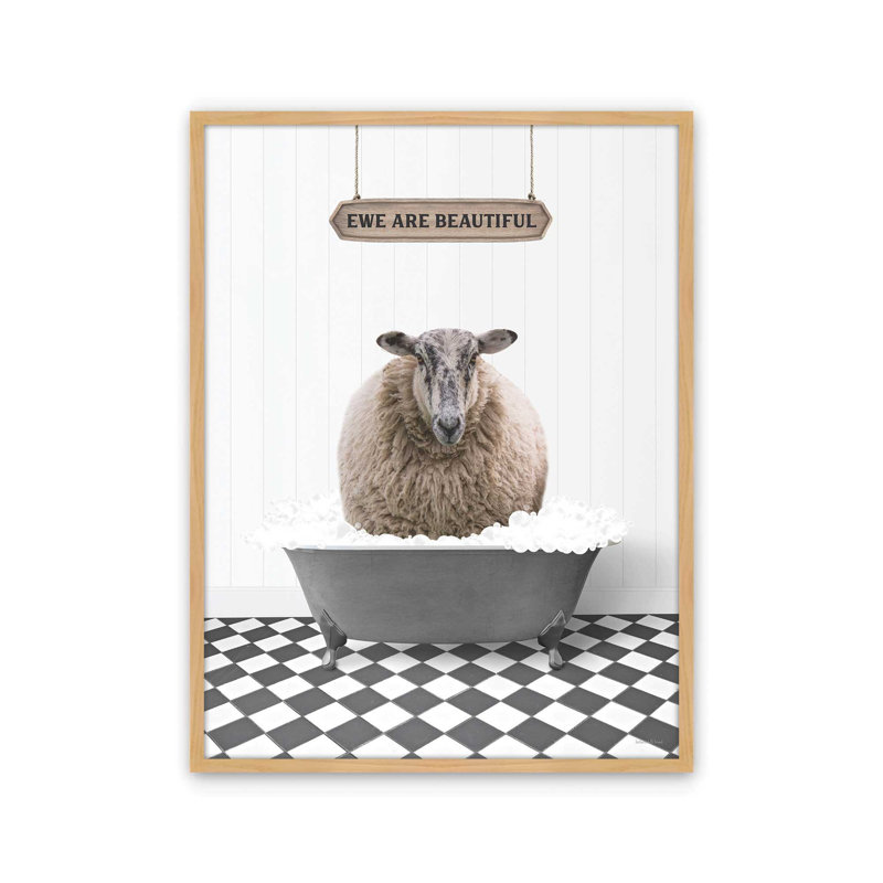 «Ewe Are Beautiful» par lettrage et reproduction d'art, L 24 po x H 32 po, Tanné, Impression encadrée