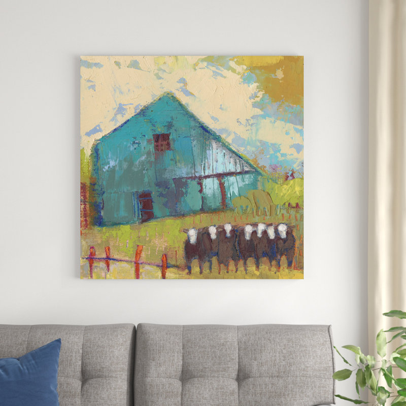 " Request Barn " by Sue Jachimiec, 36" H x 36" W, No, Wrapped Canvas