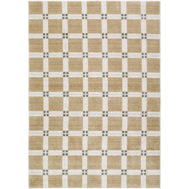 Eliya Machine Woven Rug, Rectangle 5'3" x 7', Ivory/Tan/Gray/Green
