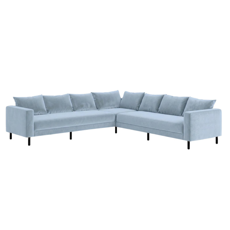 Essential 7-Seat Corner Sectional, Metal, Cornflower Recycled Velvet