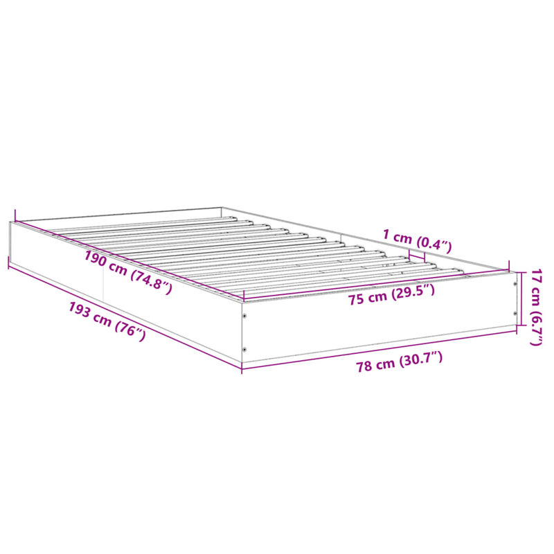 Vidaxl Bed Frame Small Single, Smoked Oak