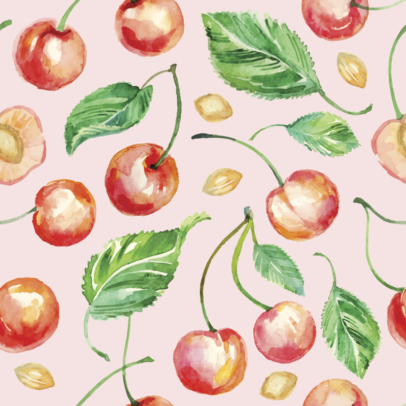 Cerises Lexiann avec feuilles par Amber_Sun, H 36 po x l 36 po