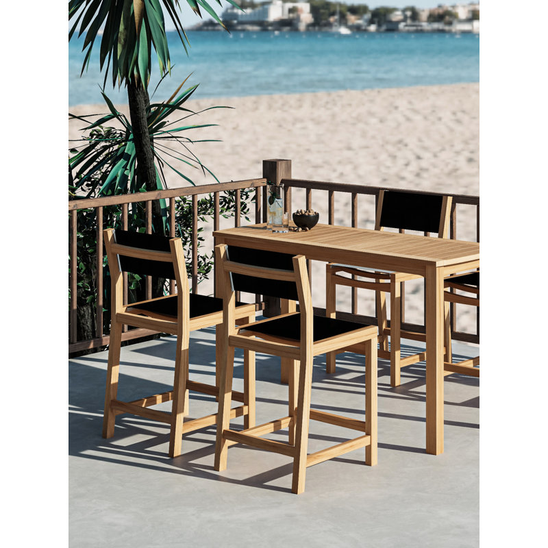 Pearl Teak Outdoor Counter Height Chair, Black